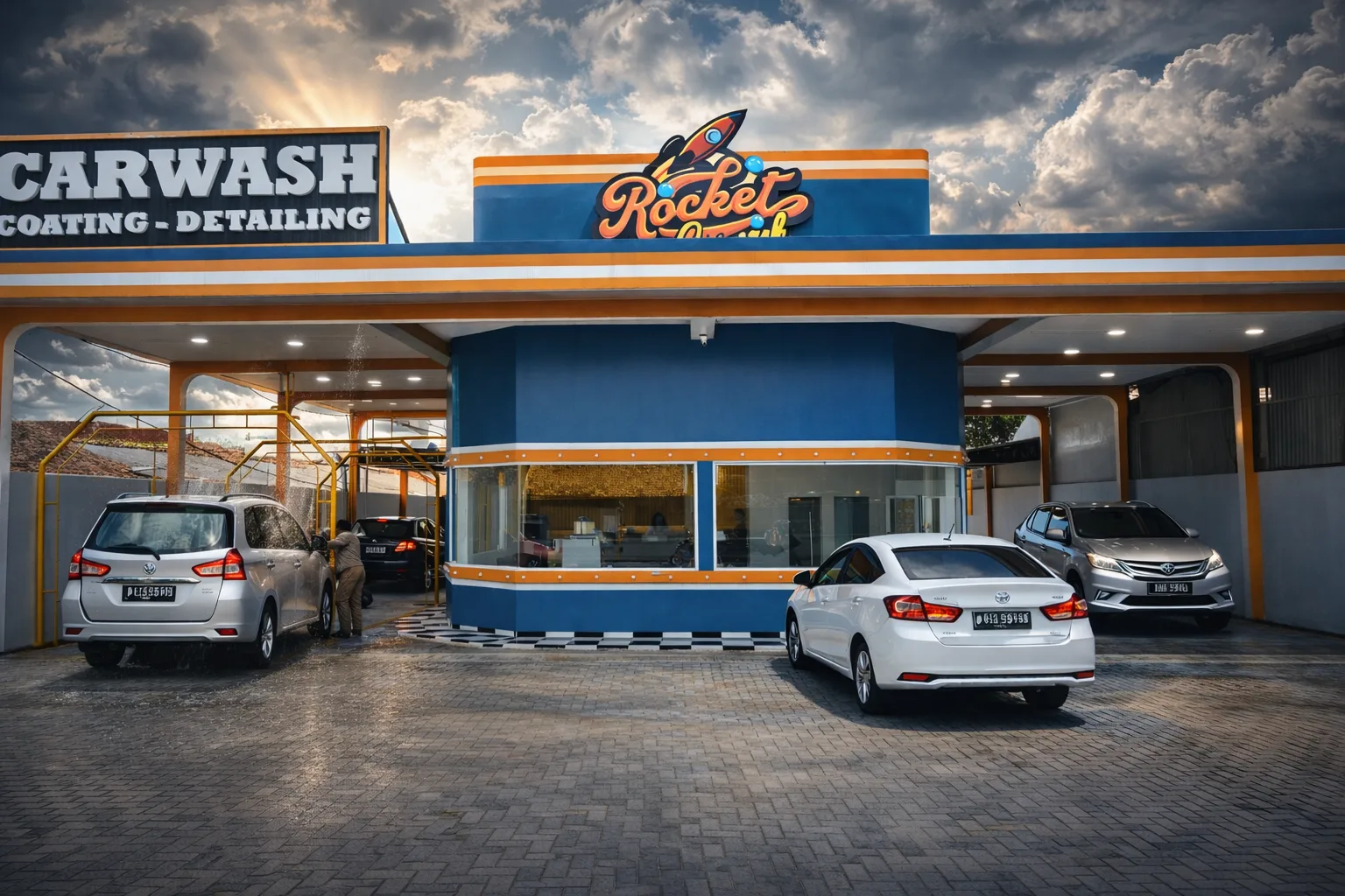 Rocket Carwash fasilitas cuci mobil modern